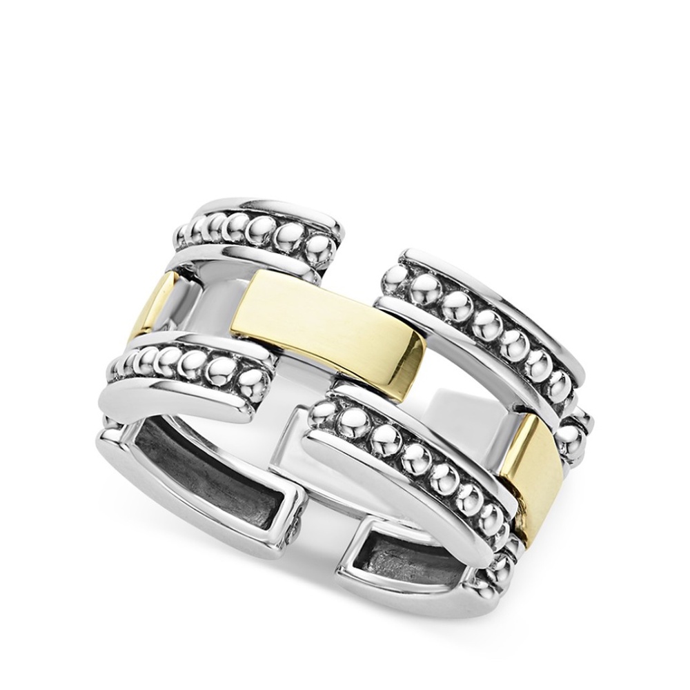 Brand New! Lagos 18K Yellow Gold & Sterling Silver Statement Ring